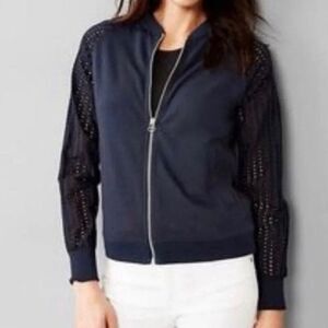 Gap Women’s Eyelet Bomber Zip Up Navy Blue Jacket